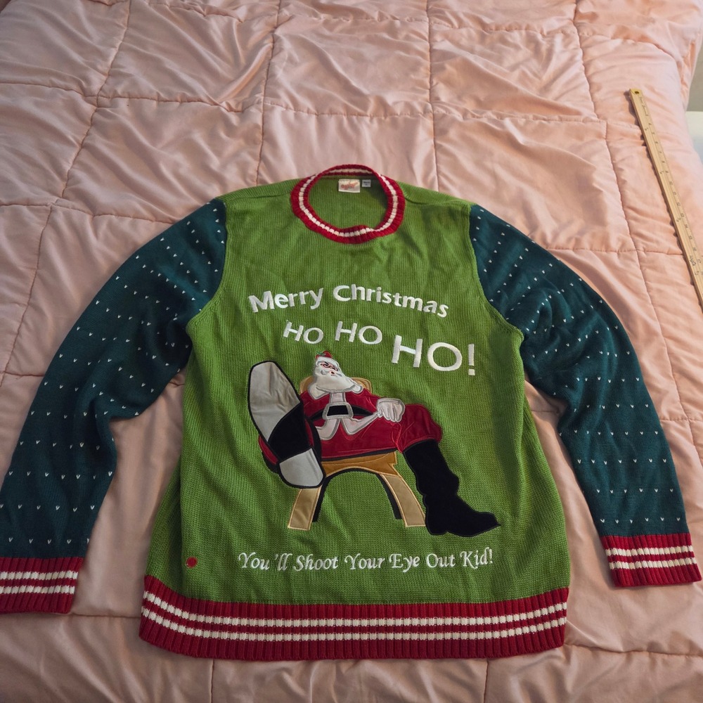 A Christmas Story Santa You'll Shoot Your Eye Out Men XL Ugly Christmas Sweater